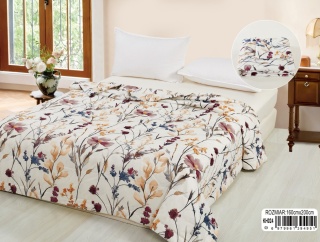 Collection World Kołdra letnia bawełniana kremowa w wielokolorowe kwiaty 200x220 cm KH024