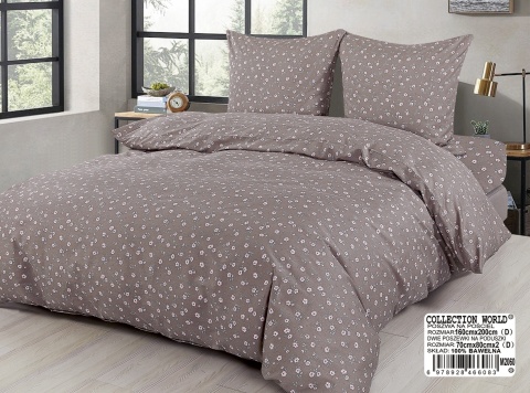 Collection World Pościel bawełniana taupe kwiatowy deseń klasyczna 160x200 cm komplet pościeli 3-częściowy M2060