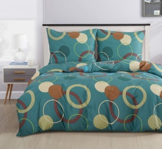 Collection World Pościel bawełniana zielona w kolorowe koła 160x200 cm komplet 3-częściowy M2139