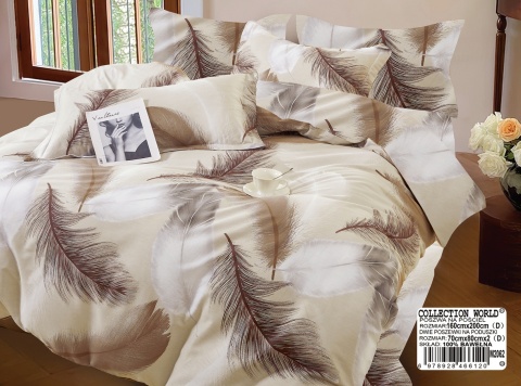 Collection World Pościel bawełniana pióra beżowa elegancka lekka 200x220 cm komplet pościeli 3-częściowy M2062