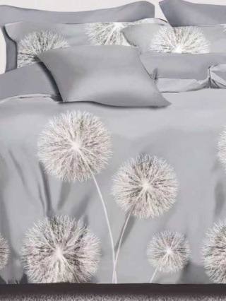 Collection World Pościel bawełniana dmuchawce szara minimalistyczna nowoczesna 200x220 cm komplet pościeli 3-częściowy M2067