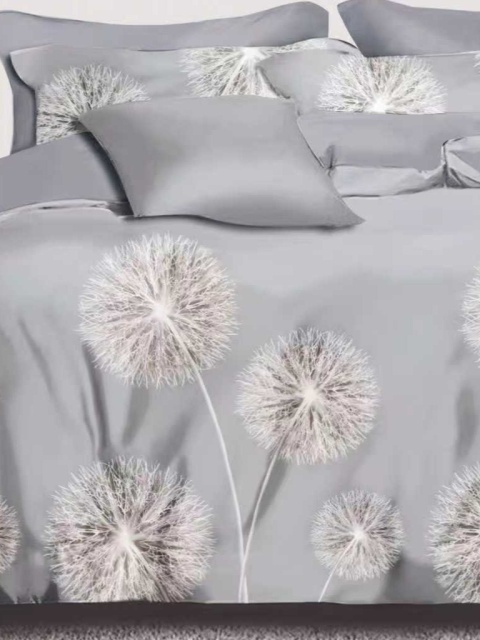 Collection World Pościel bawełniana dmuchawce szara minimalistyczna nowoczesna 200x220 cm komplet pościeli 3-częściowy M2067