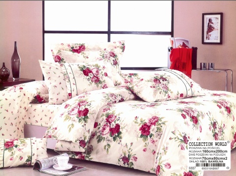 Pościel Bawełna w kwiaty 160x200 3części #M667