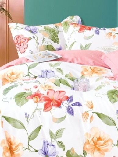 Pościel Bawełna w kwiaty 200x220 3części #M1782