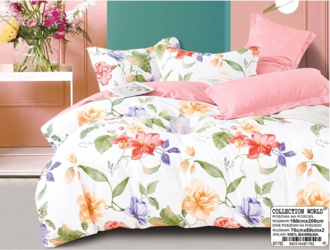 Pościel Bawełna w kwiaty 200x220 3części #M1782
