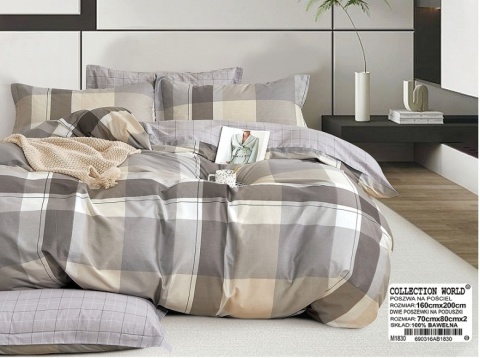 Pościel Bawełna w kratę 200x220 3części #M1830