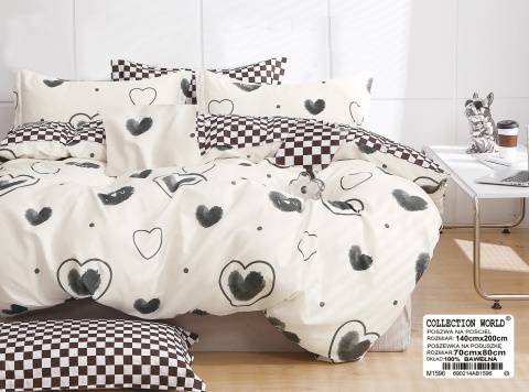 Pościel Bawełna w serca 140x200 2części #M1596 Pościel Bawełna w serca 140x200 2części #M1596