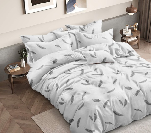 Pościel bawełniana w piórka 160x200 3-części #M1923