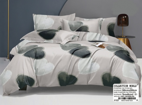 Pościel bawełniana w serca 160x200 3-części #M1929