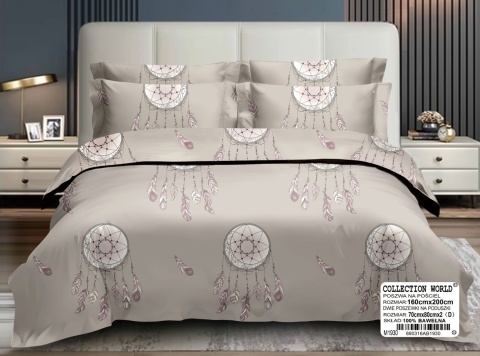 Collection World Pościel bawełniana łapacz snów boho beżowo szary 160x200 komplet 3-częściowy M1930