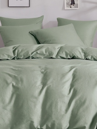 Komplet pościeli bawełnianej jednokolorowej – miękka zieleń, 200x220 cm + 2x70x80 cm – M1948