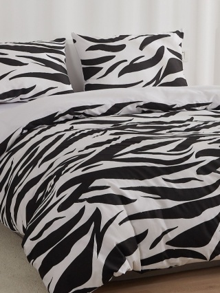 Pościel bawełniana 140x200 2-częściowa Zebra Czarna Biała #M1562