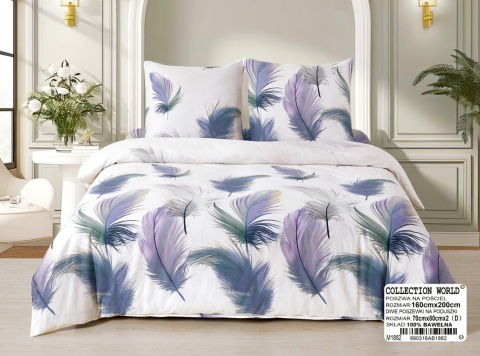 Pościel Bawełna w piórka 160x200 3części #M1882