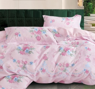 Komplet pościeli bawełnianej w kwiaty – różowy, 200x220 cm + 2x70x80 cm – M1904