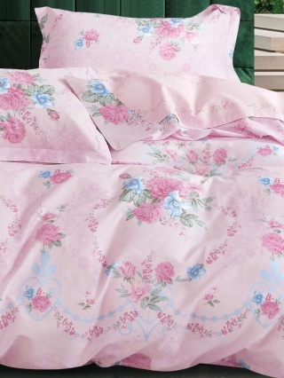 Komplet pościeli bawełnianej w kwiaty – różowy, 200x220 cm + 2x70x80 cm – M1904