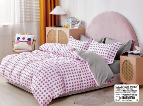 Pościel bawełniana w koła 160x200 3-części #M1443
