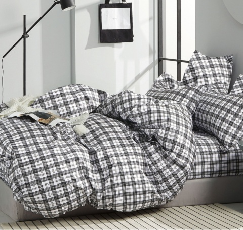 Pościel bawełniana w kratę 160x200 3-części #M1588