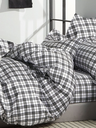 Pościel bawełniana w kratę 160x200 3-części #M1588