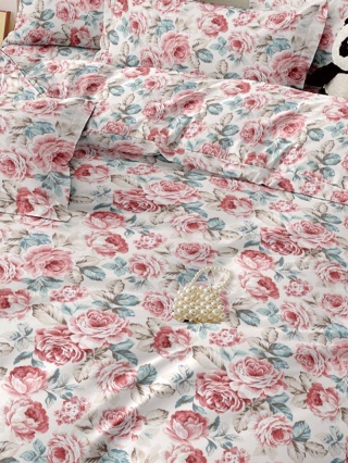 Pościel bawełniana w kwiaty 160x200 3-części #M1918