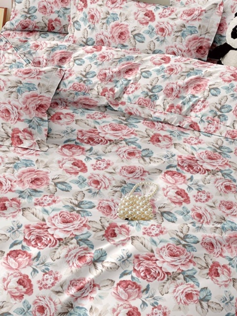 Pościel bawełniana w kwiaty 160x200 3-części #M1918