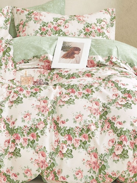 Pościel bawełniana w kwiaty 160x200 3-części #M1932