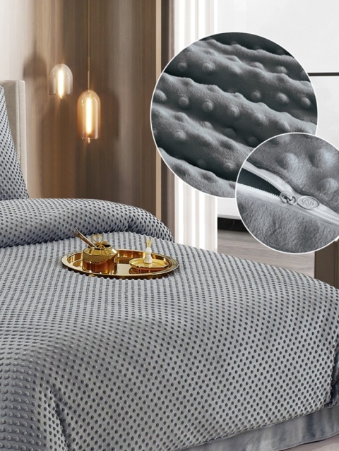 Pościel z mikrofibry 3D bąbelkowa 160x220 cm, 3-częściowa RH1009 – szara