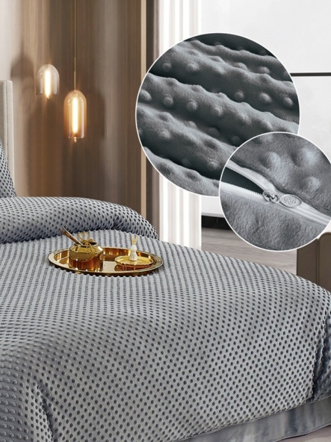 Pościel z mikrofibry 3D bąbelkowa 200x220 cm, 3-częściowa RH1009 – szara