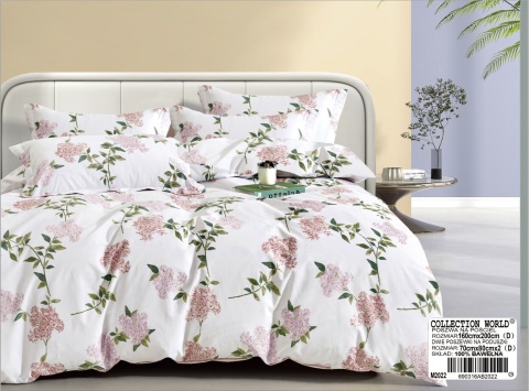 Collection World Pościel bawełniana bez różowy romantyczna świeża 160x200 komplet 3-częściowy M2022