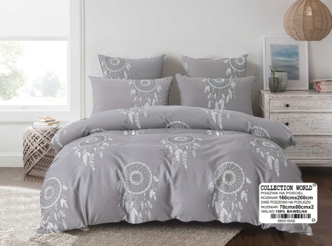Collection World Pościel bawełniana w wzór łapaczy snów jasna 200x220 cm komplet pościeli 3-częściowy M1739