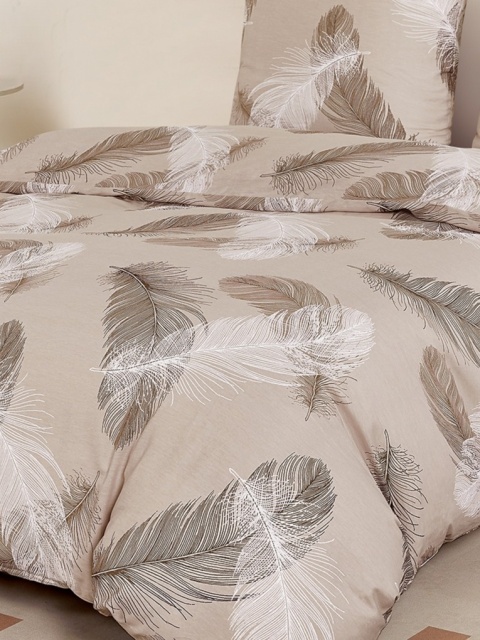 Collection World Pościel bawełniana w naturalne pióra jasna 200x220 cm komplet pościeli 3-częściowy M2039