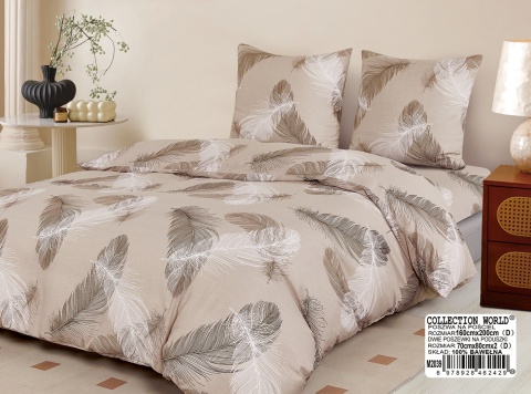 Collection World Pościel bawełniana w naturalne pióra jasna 200x220 cm komplet pościeli 3-częściowy M2039