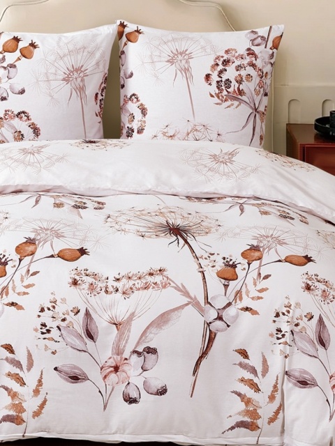 Collection World Pościel bawełniana w suszone rośliny 200x220 cm beżowa komplet pościeli 3-częściowy M2050