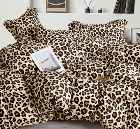 Collection World Pościel bawełniana panterka 200x220 cm komplet pościeli 3-częściowy wzór leopard M2064