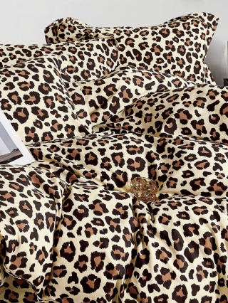 Collection World Pościel bawełniana panterka 200x220 cm komplet pościeli 3-częściowy wzór leopard M2064
