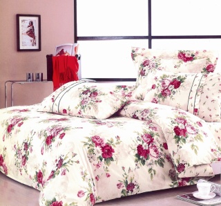 Collection World Pościel bawełniana w dekoracyjne bukiety kwiatów vintage 180x200 cm komplet pościeli 3-częściowy M667