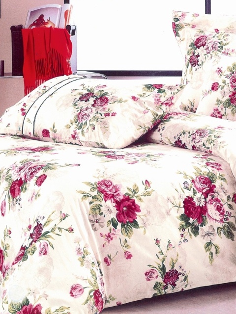 Collection World Pościel bawełniana w dekoracyjne bukiety kwiatów vintage 180x200 cm komplet pościeli 3-częściowy M667