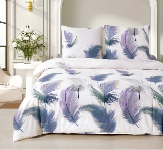 Collection World Pościel bawełniana w subtelne pióra jasna elegancka 180x200 cm komplet pościeli 3-częściowy #M1882
