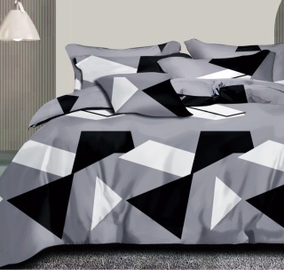 Collection World Pościel bawełniana szara geometryczne wzory styl minimalistyczny 200x220 cm komplet 3-częściowy M1986