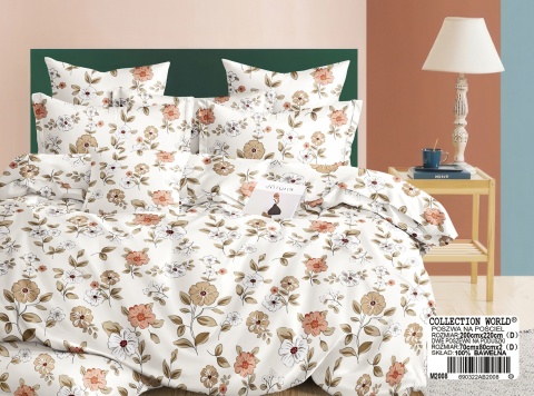 Collection World Pościel bawełniana w kwiatowy wzór retro jasna 200x220 cm komplet pościeli 3-częściowy M2008