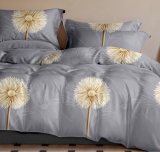 Collection World Pościel bawełniana dmuchawce szara elegancka 200x220 cm komplet pościeli 3-częściowy M2034