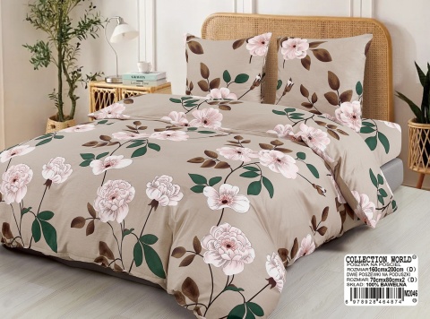 Collection World Pościel bawełniana w różowe kwiaty 200x220 cm komplet pościeli 3-częściowy M2046