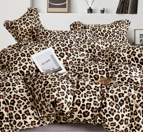 Collection World Pościel bawełniana panterka 160x200 cm komplet pościeli 3-częściowy wzór leopard M2064