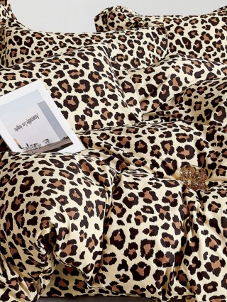 Collection World Pościel bawełniana panterka 160x200 cm komplet pościeli 3-częściowy wzór leopard M2064