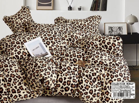 Collection World Pościel bawełniana panterka 160x200 cm komplet pościeli 3-częściowy wzór leopard M2064